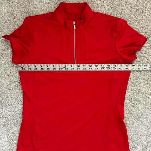 Tail Bright Cherry Red Women’s Short Sleeve Collarless Golf Polo - Picture 6 of 7